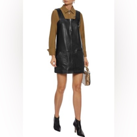 ba&sh Ludivine 100% Lambskin Leather Mini Dress Zip Jumper - Picture 6 of 14